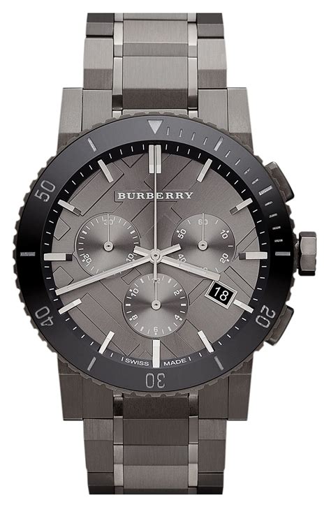 burberry men's check stamped bracelet watch|Burberry men's watch.